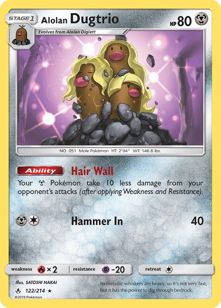Image for Alolan Dugtrio (122/214) (SM - Unbroken Bonds) (SM10) - Pokemon