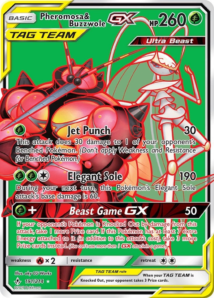 Image for Pheromosa & Buzzwole GX (191) (Full Art) (191/214) (SM - Unbroken Bonds) (SM10) - Pokemon
