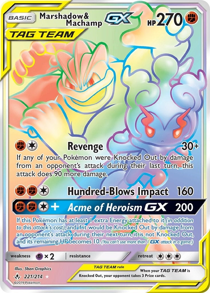 Image for Marshadow & Machamp GX (Secret) (221/214) (SM - Unbroken Bonds) (SM10) - Pokemon