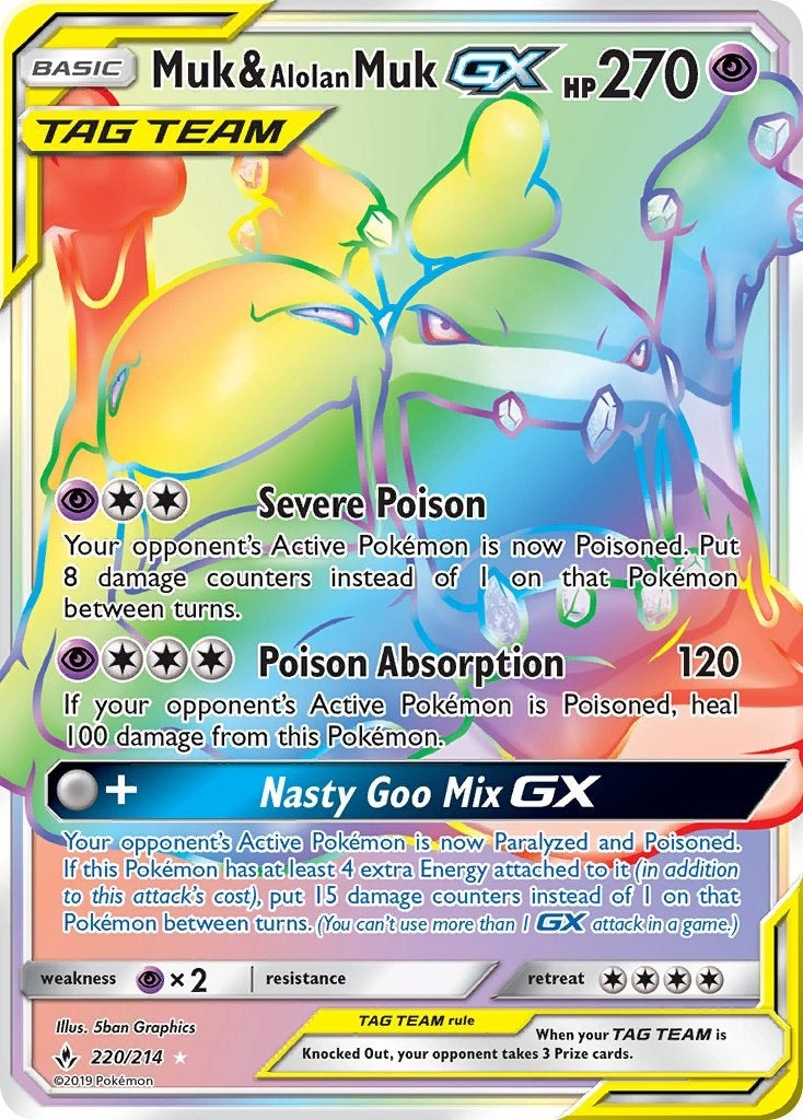 Image for Muk & Alolan Muk GX (Secret) (220/214) (SM - Unbroken Bonds) (SM10) - Pokemon
