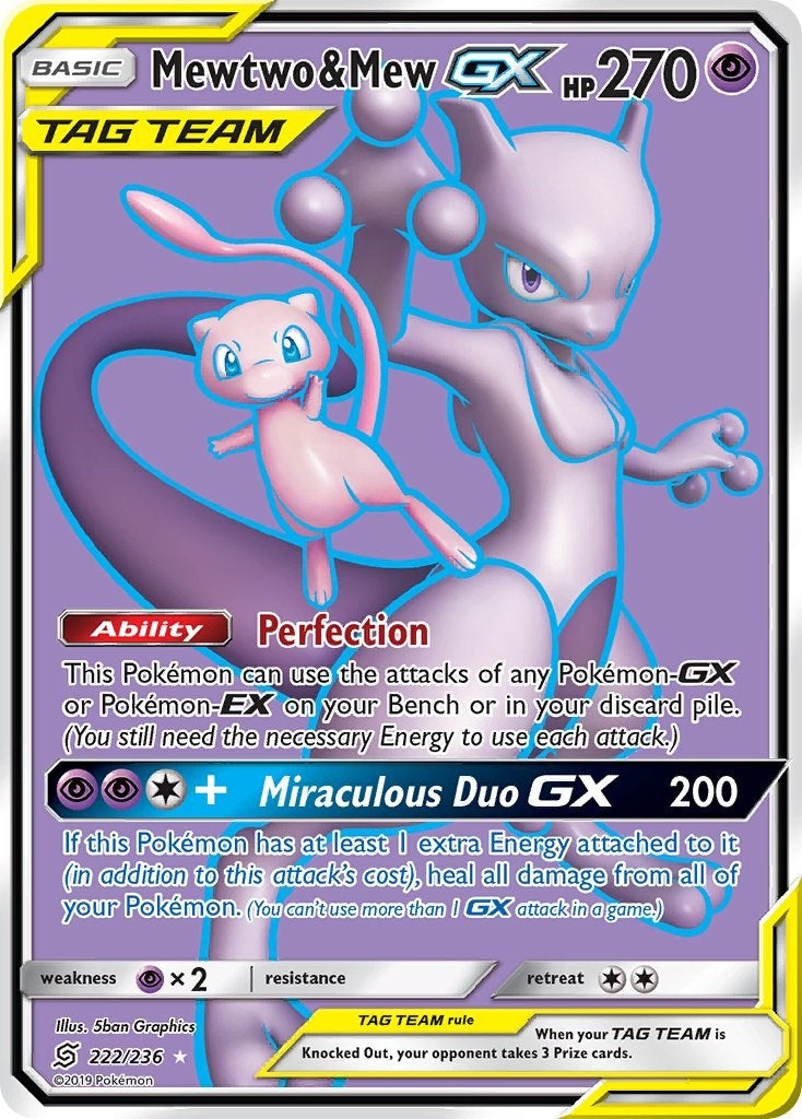Image for Mewtwo & Mew GX (Full Art) (222/236) (SM - Unified Minds) (SM11) - Pokemon