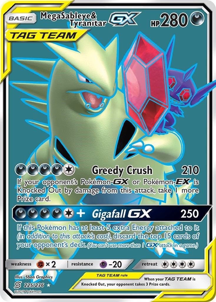 Image for Mega Sableye & Tyranitar GX (Full Art) (225/236) (SM - Unified Minds) (SM11) - Pokemon
