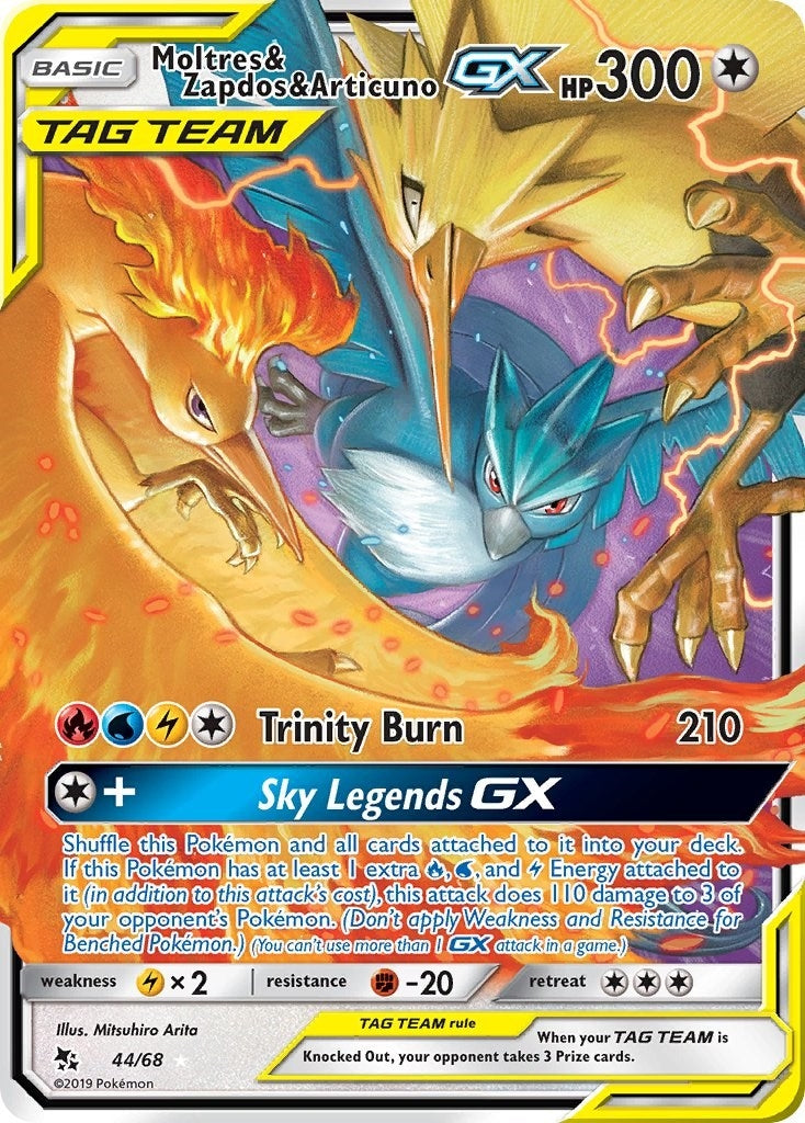 Image for Moltres & Zapdos & Articuno GX (44/68) (Hidden Fates) - Pokemon