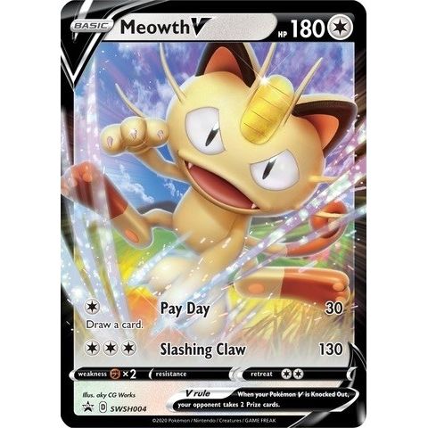 Meowth V - SWSH004 (SWSH004) (SWSH: Sword & Shield Promo Cards) - PokeBox USA