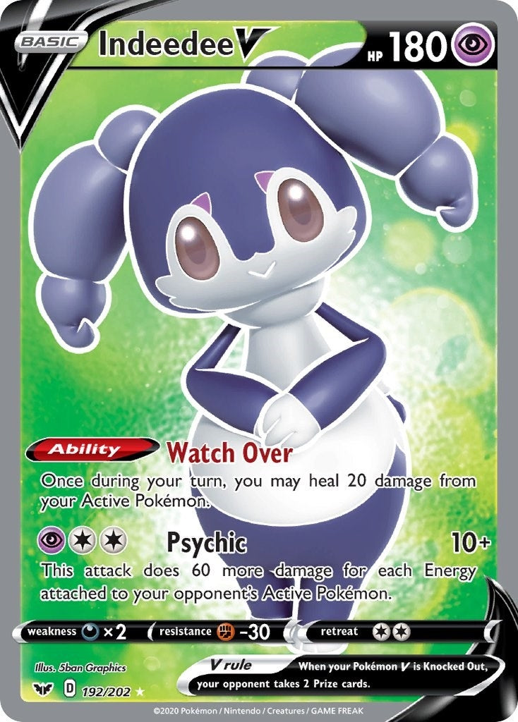 Indeedee V (Full Art) (192/202) (SWSH01: Sword & Shield Base Set) - PokeBox USA