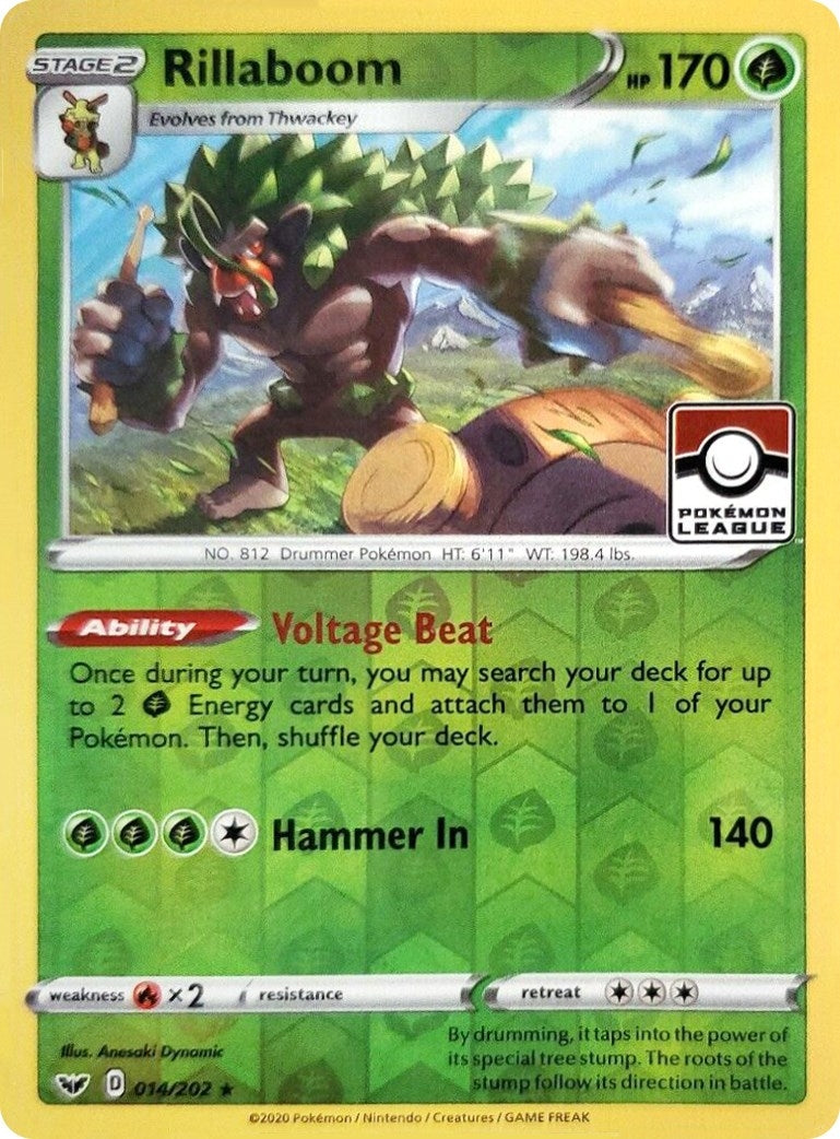 Image for Rillaboom - 014/202 (Pokemon League) (014/202) (League & Championship Cards) (PR) - Pokemon