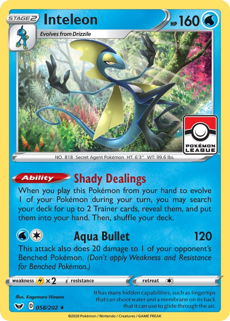 Image for Inteleon - 058/202 (Pokemon League) (058/202) (League & Championship Cards) (PR) - Pokemon