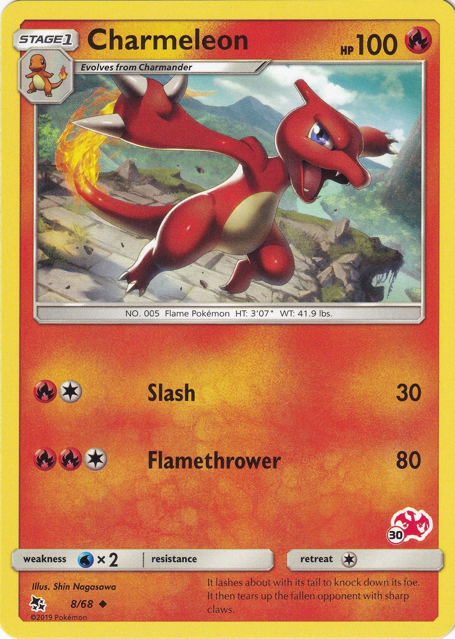 Image for Charmeleon - 8/68 (#30 Charizard Stamped) (008/068) (Battle Academy) (BTA) - Pokemon