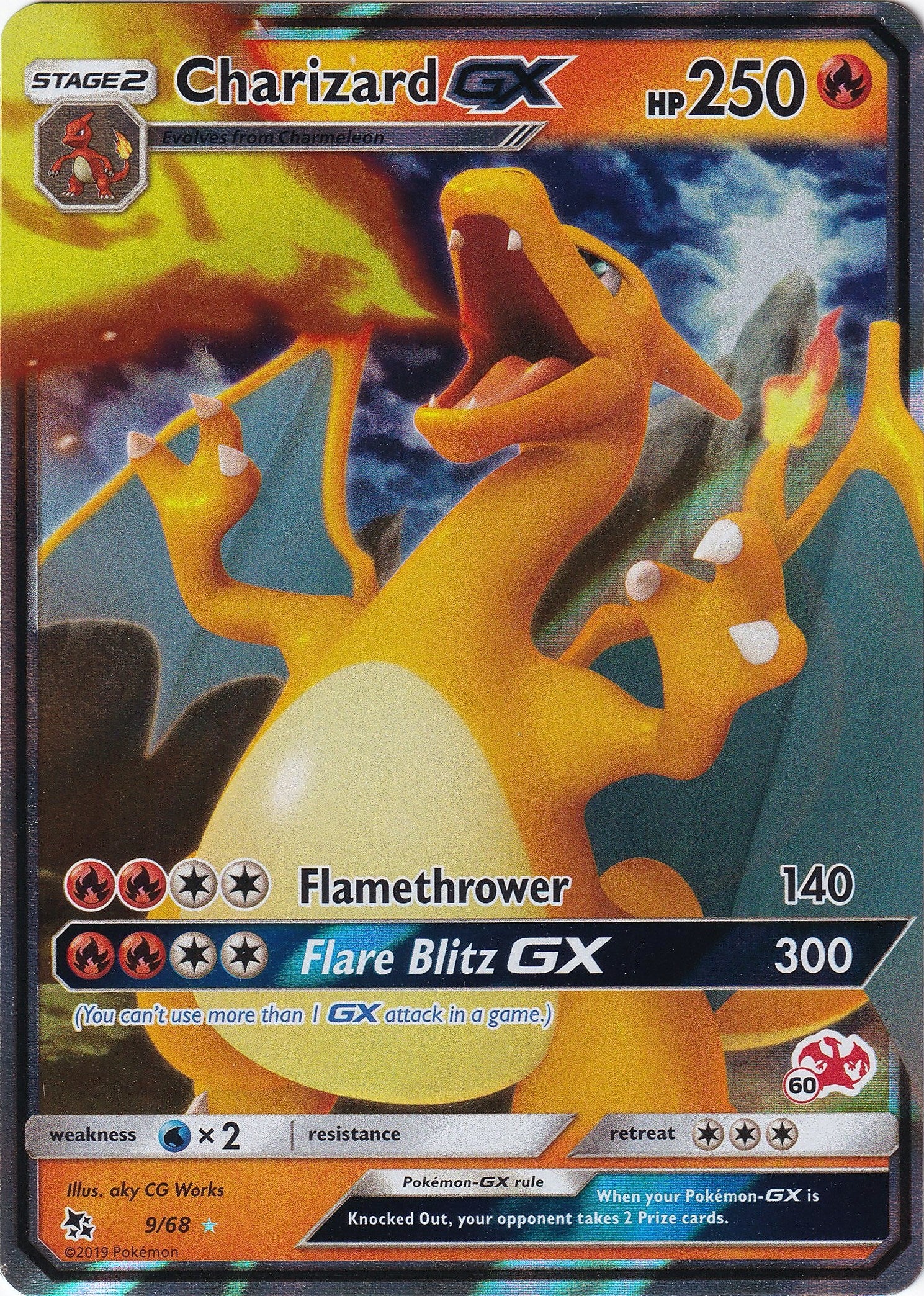 Image for Charizard GX - 9/68 (#60 Charizard Stamped) (009/068) (Battle Academy) (BTA) - Pokemon