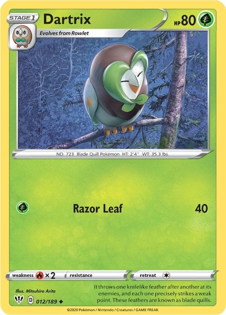 Image for Dartrix (012/189) (SWSH03: Darkness Ablaze) (SWSH03) - Pokemon