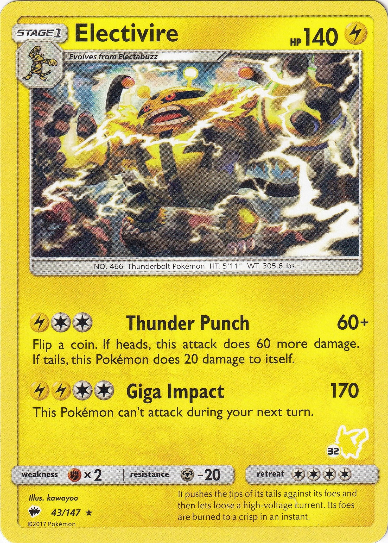 Image for Electivire- 43/147 (#32 Pikachu Stamped) (043/147) (Battle Academy) (BTA) - Pokemon