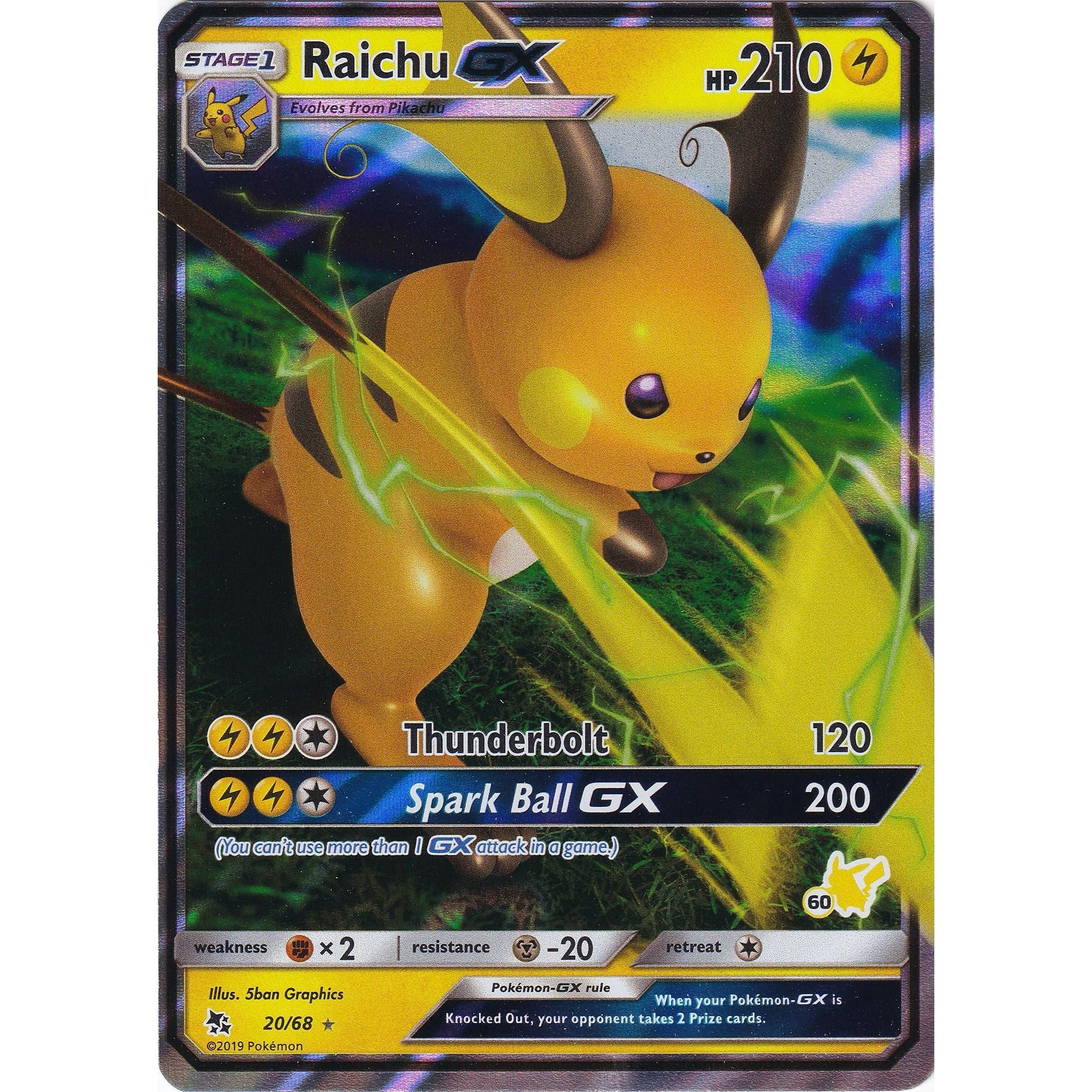 Raichu GX - 20/68 (#60 Pikachu Stamped) (020/068) (Battle Academy) - PokeBox USA