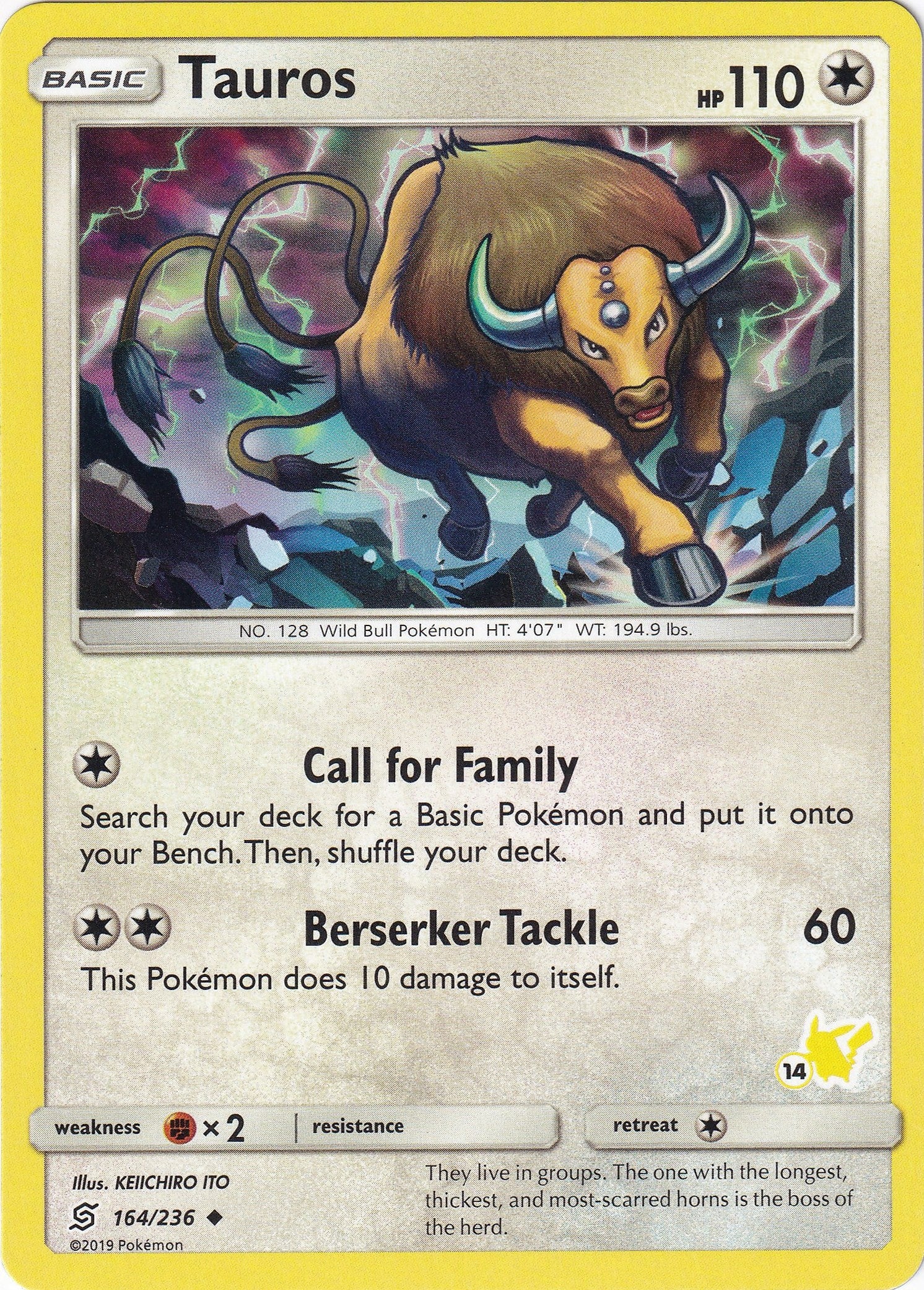Image for Tauros - 164/236 (#14 Pikachu Stamped) (164/236) (Battle Academy) (BTA) - Pokemon