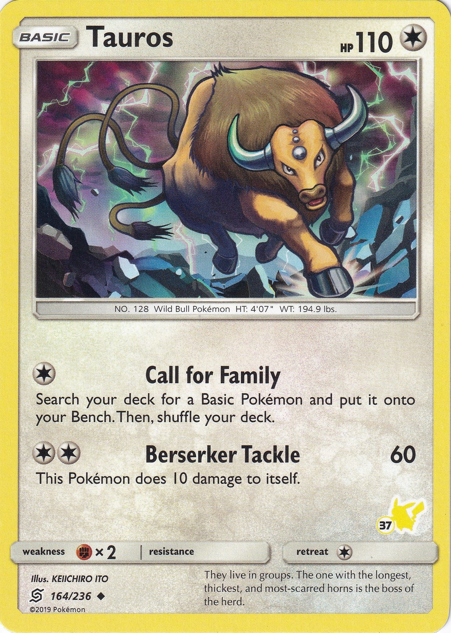 Image for Tauros - 164/236 (#37 Pikachu Stamped) (164/236) (Battle Academy) (BTA) - Pokemon
