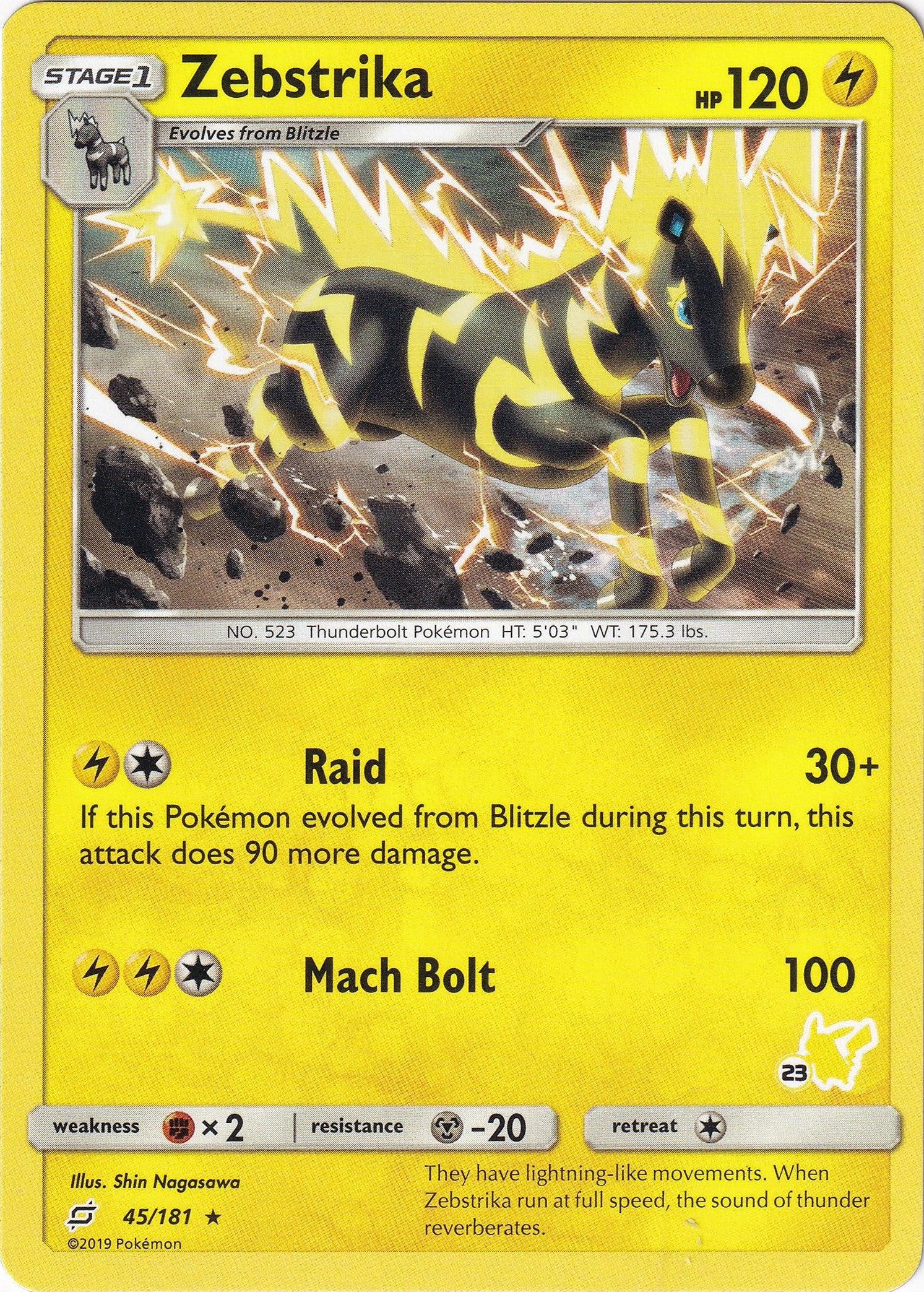 Image for Zebstrika - 45/181 (#23 Pikachu Stamped) (045/181) (Battle Academy) (BTA) - Pokemon