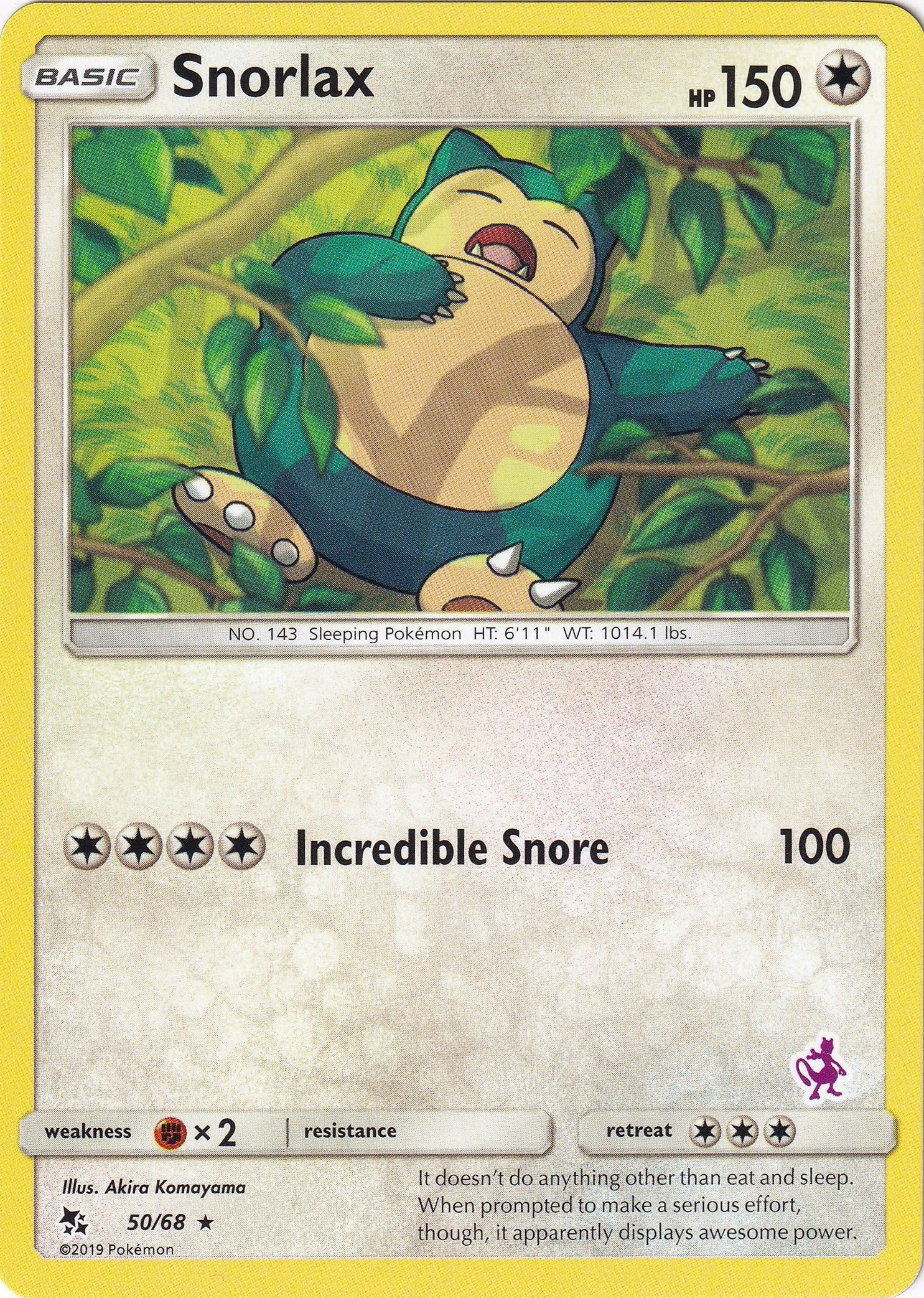 Image for Snorlax - 50/68 (Mewtwo Stamped) (050/068) (Battle Academy) (BTA) - Pokemon