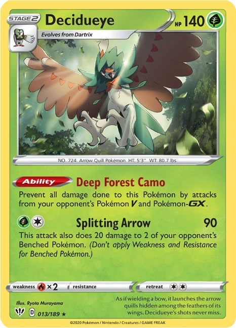 Image for Decidueye (013/189) (SWSH03: Darkness Ablaze) (SWSH03) - Pokemon
