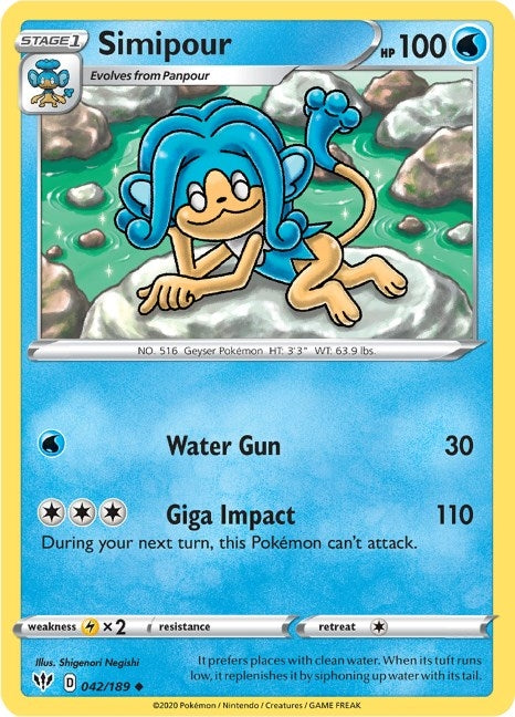 Image for Simipour (042/189) (SWSH03: Darkness Ablaze) (SWSH03) - Pokemon