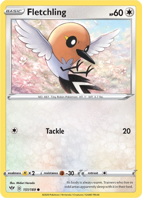 Image for Fletchling (151/189) (SWSH03: Darkness Ablaze) (SWSH03) - Pokemon
