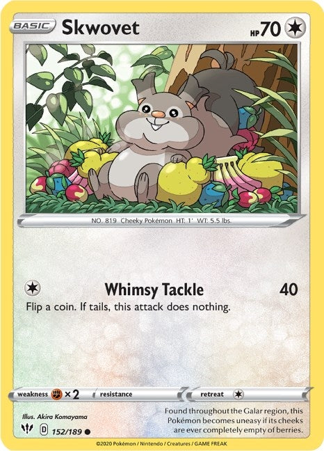 Image for Skwovet (152/189) (SWSH03: Darkness Ablaze) (SWSH03) - Pokemon