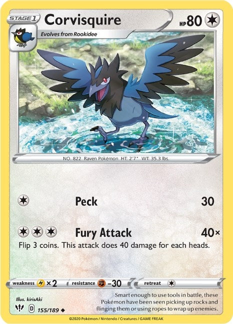 Image for Corvisquire (155/189) (SWSH03: Darkness Ablaze) (SWSH03) - Pokemon