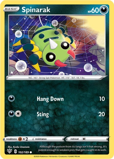 Image for Spinarak (102/189) (SWSH03: Darkness Ablaze) (SWSH03) - Pokemon
