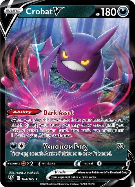 Image for Crobat V (104/189) (SWSH03: Darkness Ablaze) (SWSH03) - Pokemon