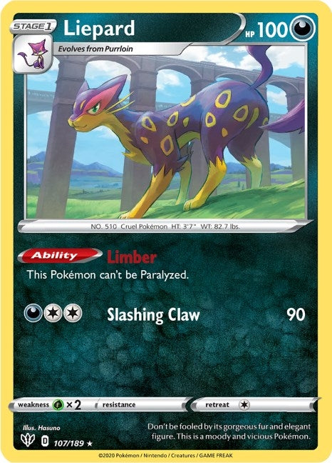Image for Liepard (107/189) (SWSH03: Darkness Ablaze) (SWSH03) - Pokemon