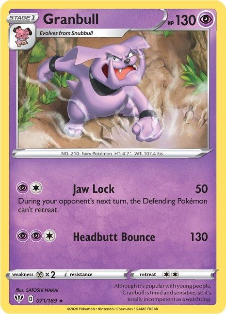 Image for Granbull (071/189) (SWSH03: Darkness Ablaze) (SWSH03) - Pokemon