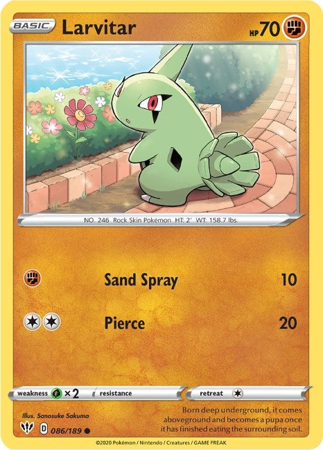 Image for Larvitar (086/189) (SWSH03: Darkness Ablaze) (SWSH03) - Pokemon