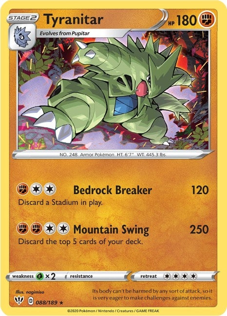 Image for Tyranitar (088/189) (SWSH03: Darkness Ablaze) (SWSH03) - Pokemon