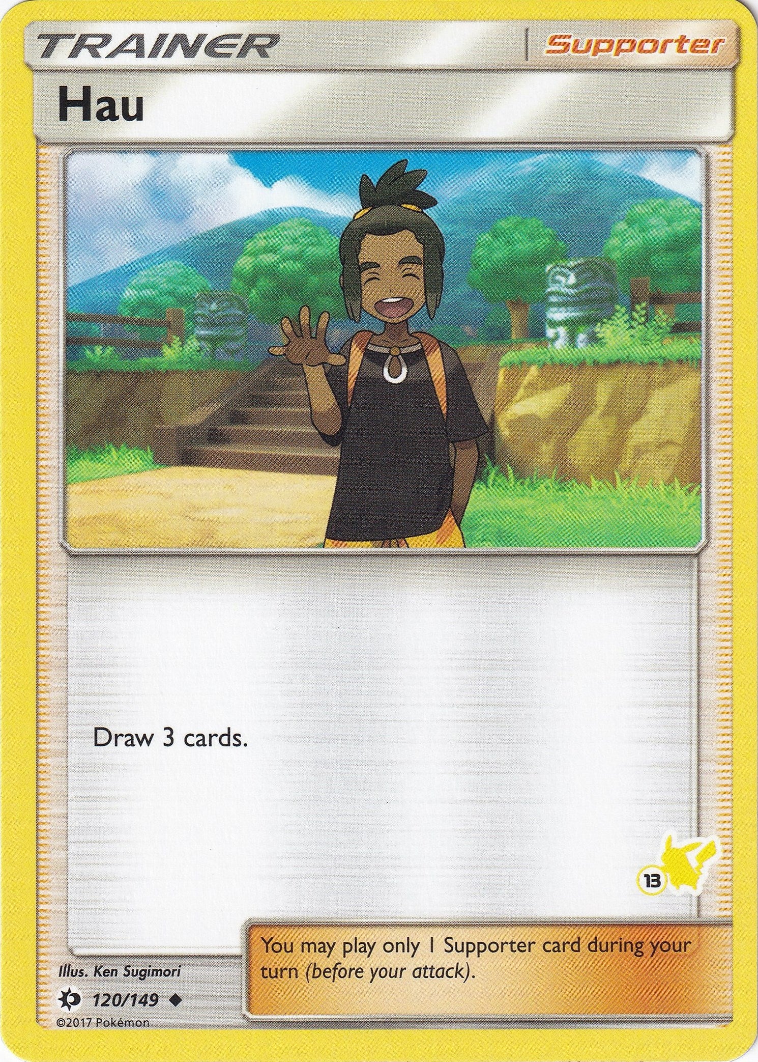 Image for Hau - 120/149 (#13 Pikachu Stamped) (120/149) (Battle Academy) (BTA) - Pokemon