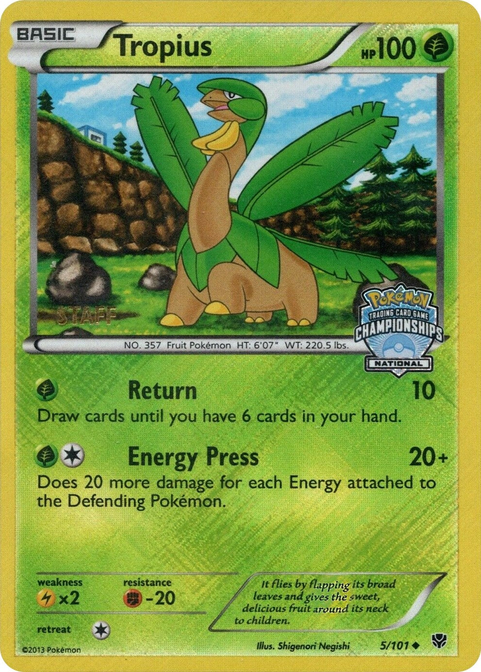 Image for Tropius - 5/101 (National Championships) [Staff] (005/101) (League & Championship Cards) (PR) - Pokemon
