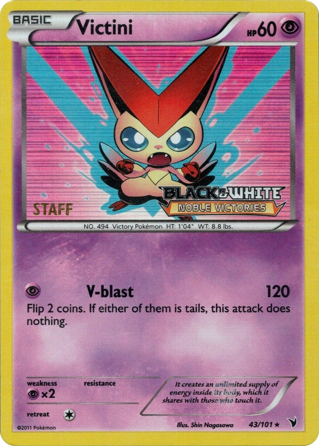 Image for Victini - 43/101 (Prerelease) [Staff] (43/101) (Black and White Promos) (PR) - Pokemon