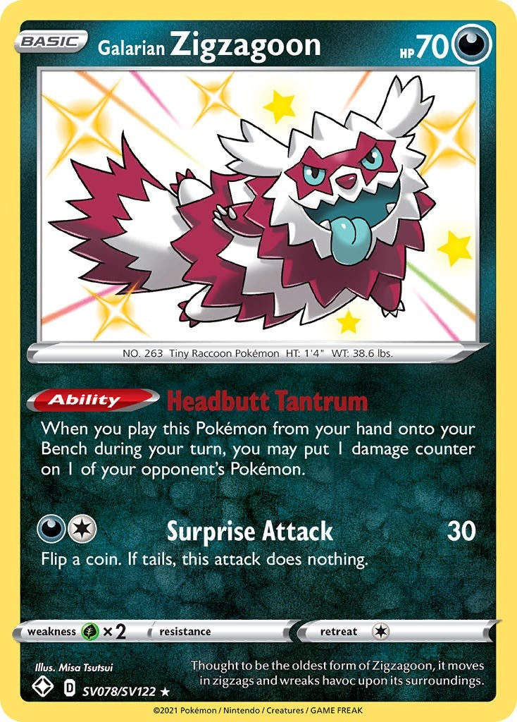 Galarian Zigzagoon (SV078/SV122) (Shining Fates: Shiny Vault) - PokeBox USA