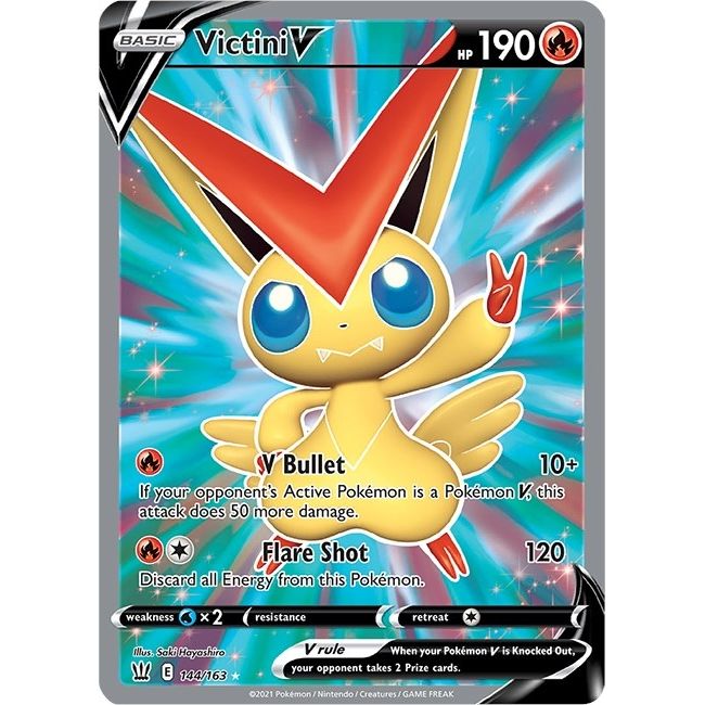 Victini V (Full Art) (144/163) (SWSH05: Battle Styles) - PokeBox USA