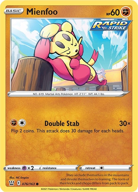 Image for Mienfoo (076/163) (SWSH05: Battle Styles) (SWSH05) - Pokemon
