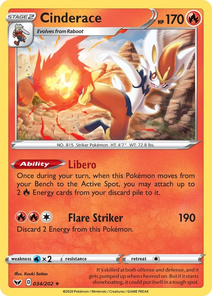 Image for Cinderace - 034/202 (Non-Holo) (034/202) (Deck Exclusives) (PR) - Pokemon