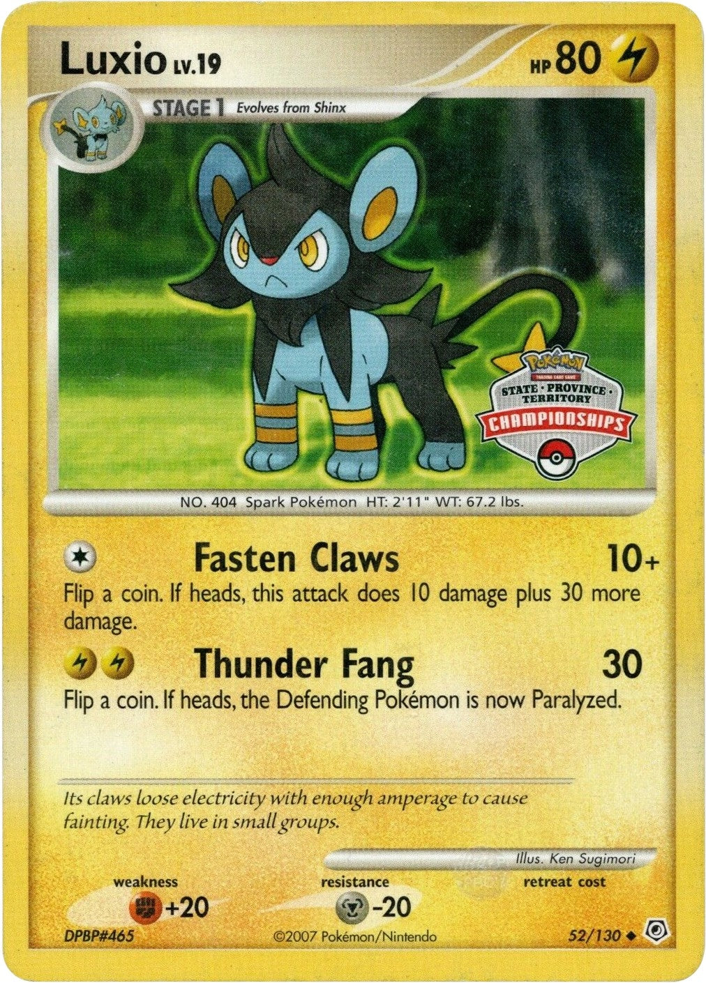Image for Luxio - 52/130 (State Championship Promo) (052/130) (League & Championship Cards) (PR) - Pokemon