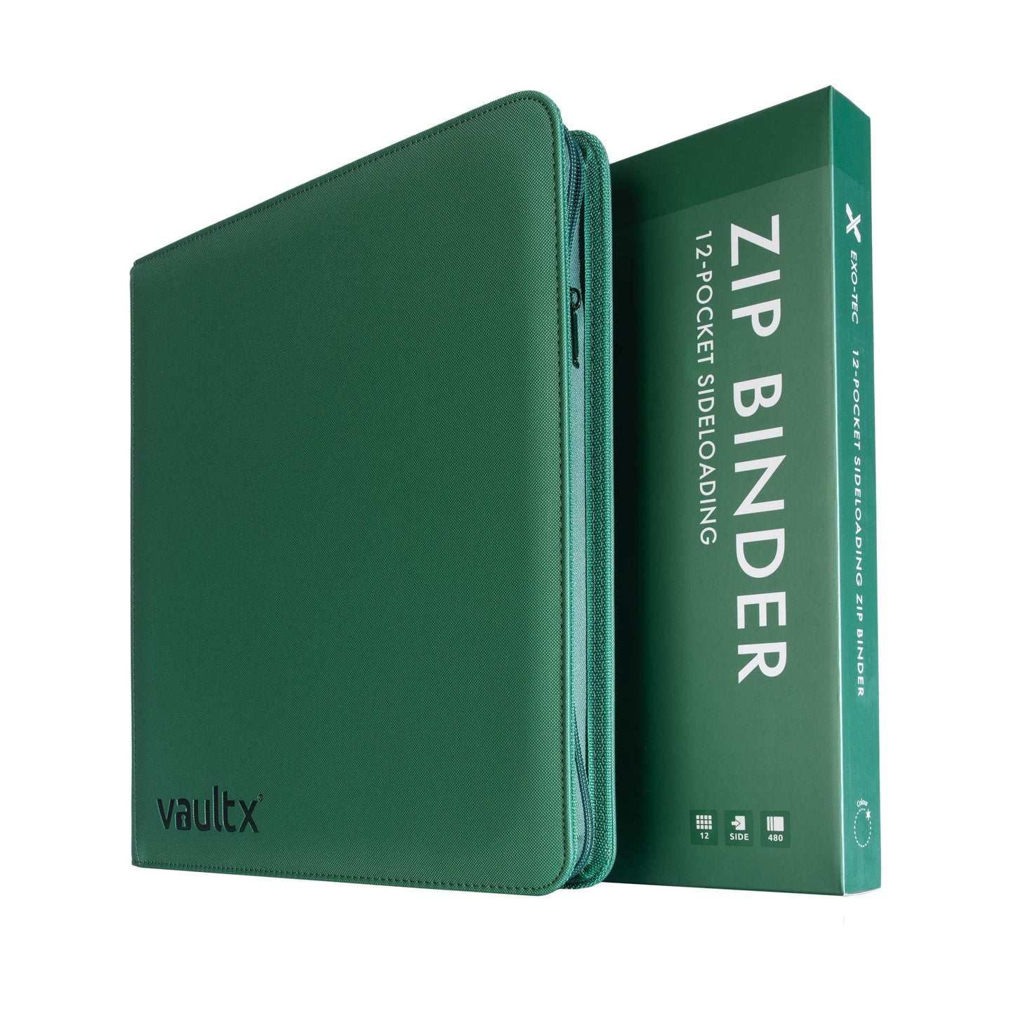 Vaultx - 12-Pocket Exo-Tec® Zip Binder - Metallic Green