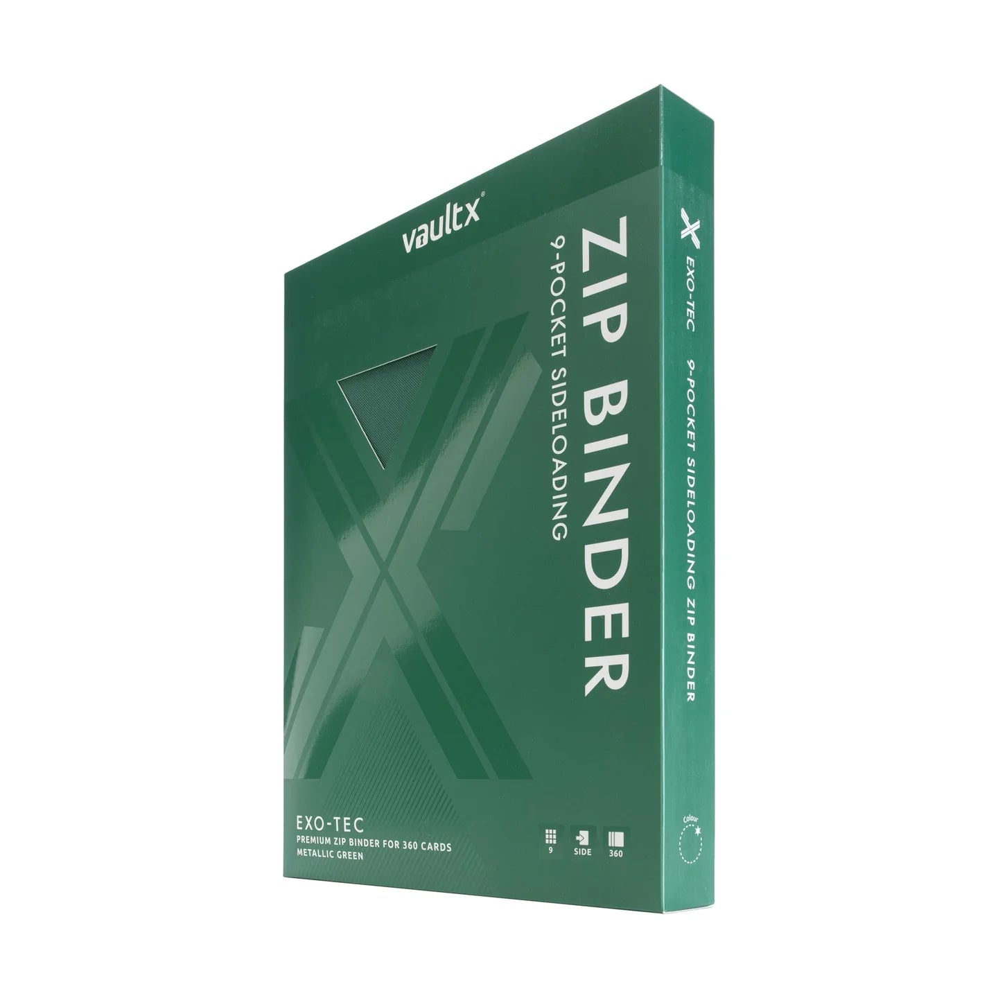 Vaultx - 9-Pocket Exo-Tec® Zip Binder - Metallic Green