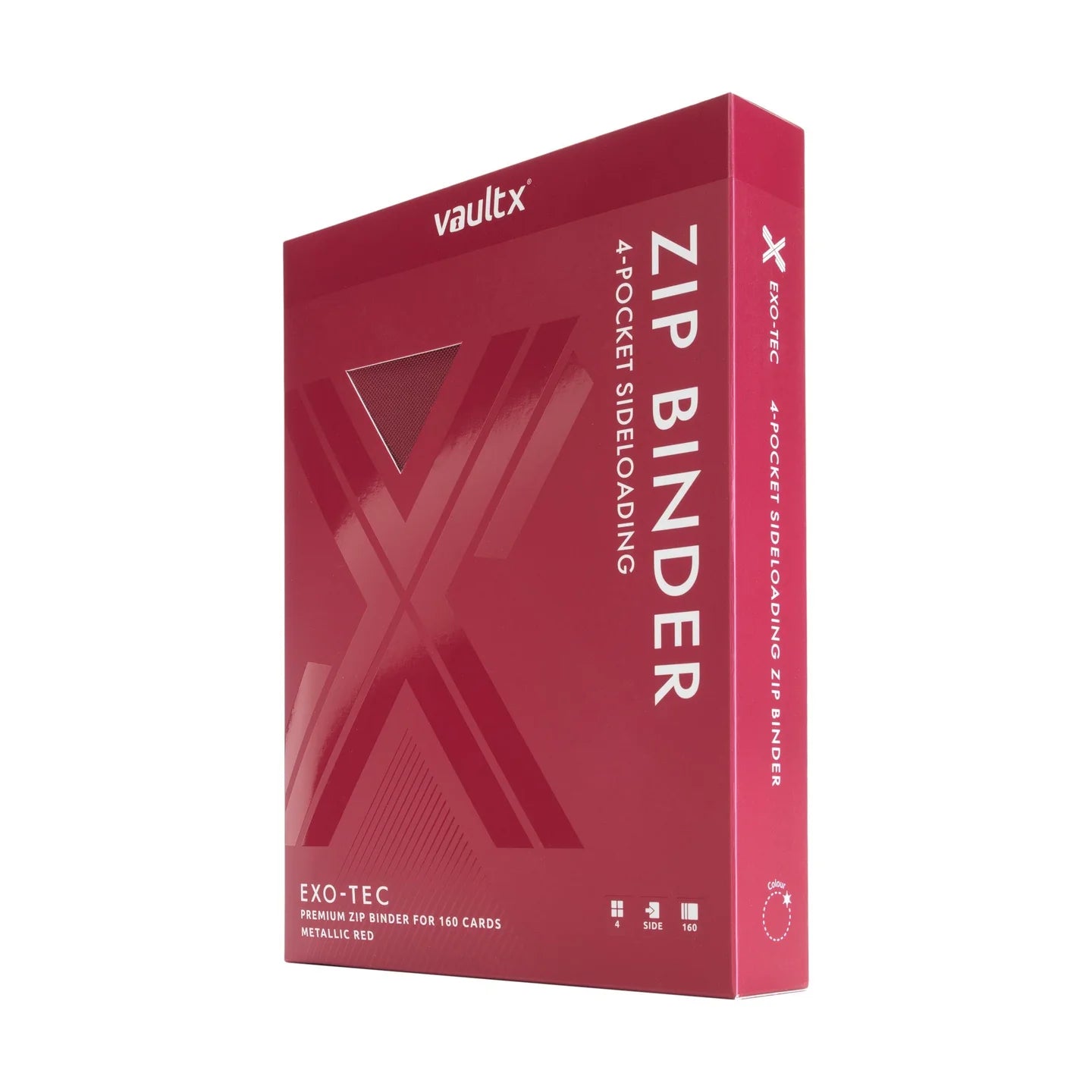 Vaultx - 4-Pocket Exo-Tec® Zip Binder - Metallic Red