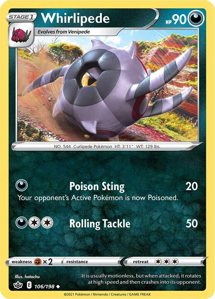 Image for Whirlipede (106/198) (SWSH06: Chilling Reign) (SWSH06) - Pokemon