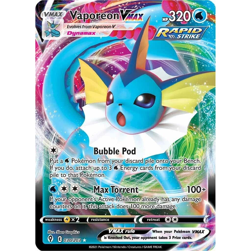 Vaporeon VMAX (030/203) (SWSH07: Evolving Skies) - PokeBox USA