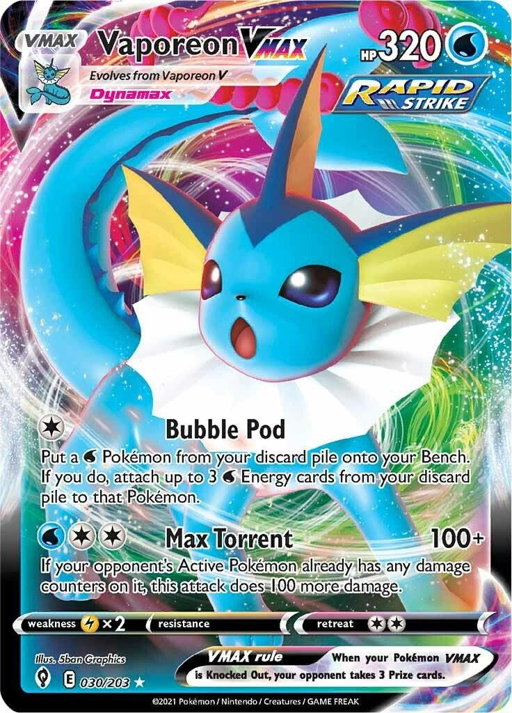 Vaporeon VMAX (030/203) (SWSH07: Evolving Skies) - PokeBox USA