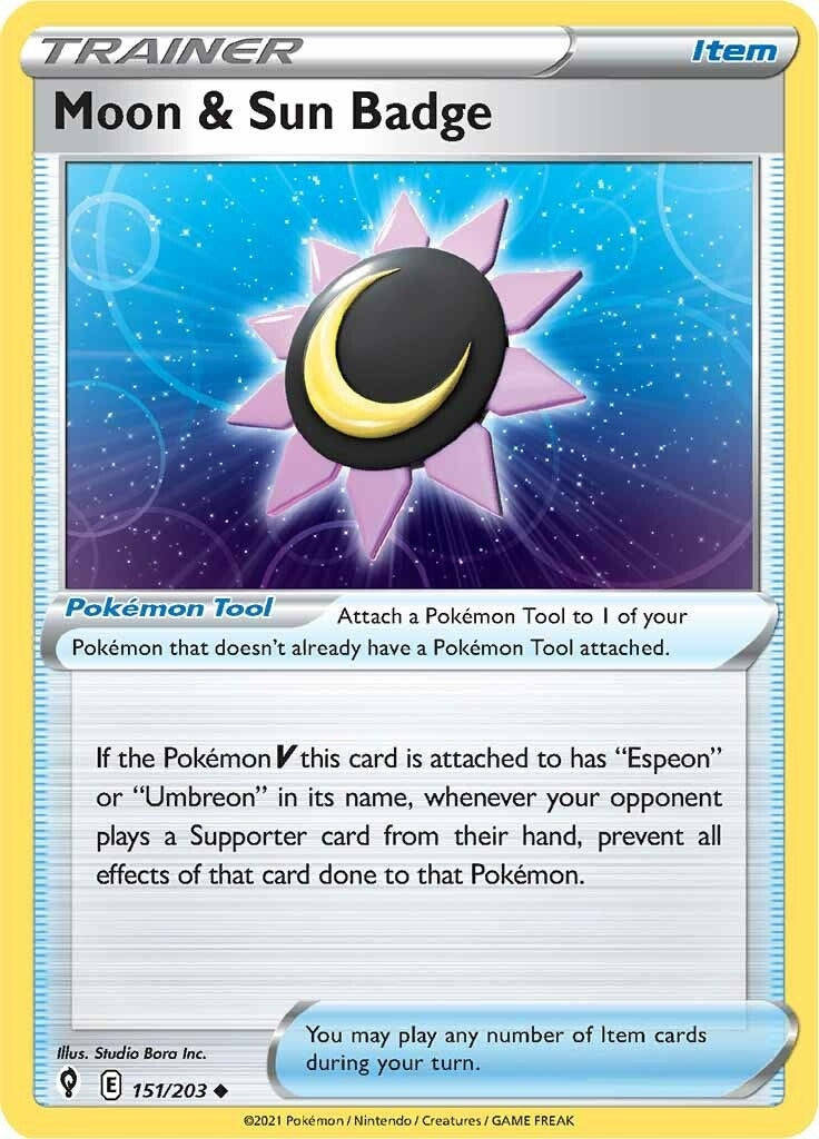 Image for Moon & Sun Badge (151/203) (SWSH07: Evolving Skies) (SWSH07) - Pokemon