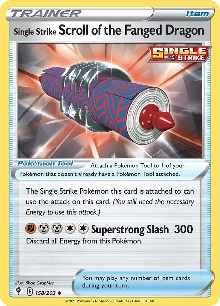 Image for Single Strike Scroll of the Fanged Dragon (158/203) (SWSH07: Evolving Skies) (SWSH07) - Pokemon