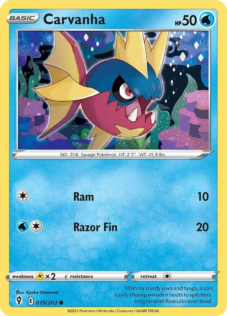 Image for Carvanha (035/203) (SWSH07: Evolving Skies) (SWSH07) - Pokemon