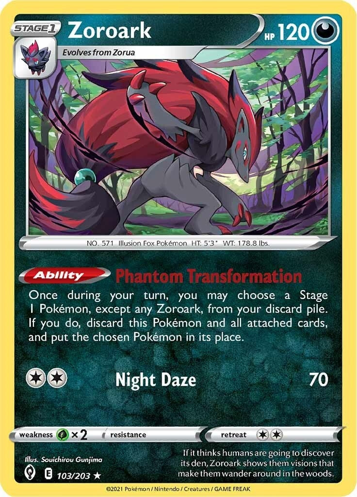 Image for Zoroark (103/203) (SWSH07: Evolving Skies) (SWSH07) - Pokemon