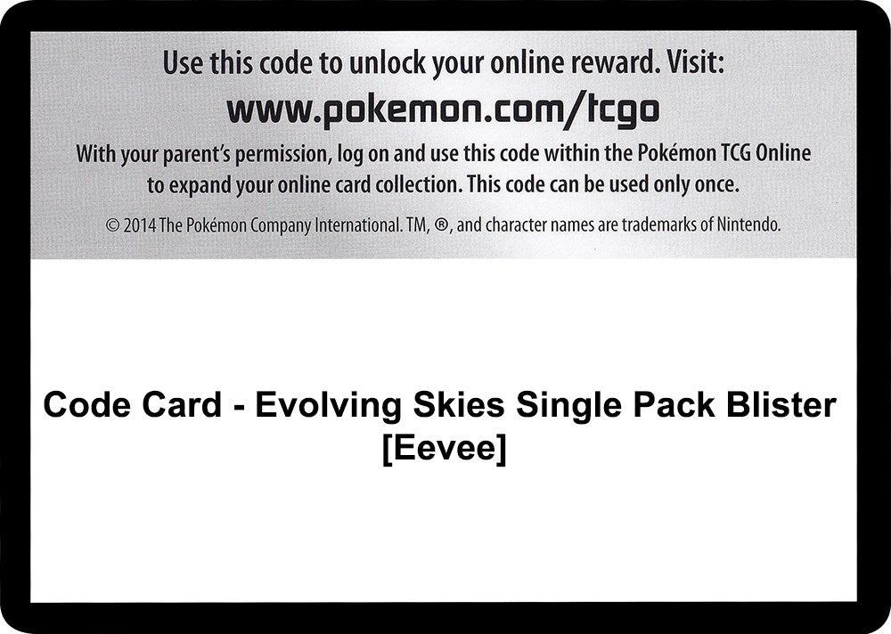 Image for Code Card - Evolving Skies Single Pack Blister [Eevee] (SWSH07: Evolving Skies) (SWSH07) - Pokemon